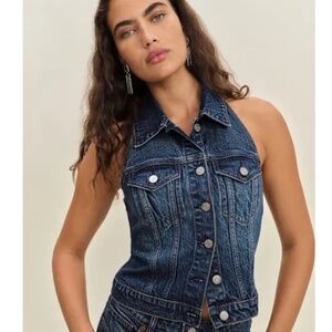 Reformation Luisa Stretch Denim Top Blue - Size 2